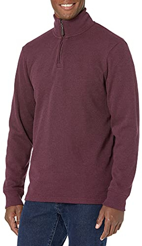 Amazon Essentials herr Fransk ribbtröja med kvarts dragkedja