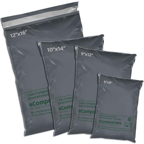 50 Mixed Compostable Mailing Bag Poly Postal Self Seal Bags 4 Sizes 10-15 from Each iSOUL Small to Large Mailing Bags Postage Packaging Assorted Mailers Posting Shipping Post Parcels Package Bag