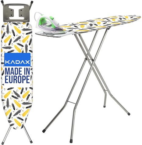 KADAX Strykbräda 105 x 30 cm, ångstrykbord med halkfria fötter, höjdjusterbar strykbräda med avtagbart överdrag, strykbord för ångstrykjärn