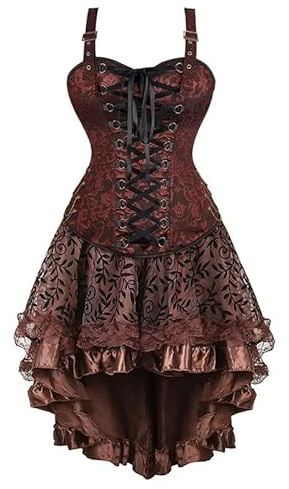 Josamogre Corset Jupe Robe Set Top Sexy Pirate Femme Bustier Steampunk Bretelles Halloweenn Vetement Viking Bleu XL