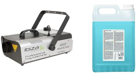Ibiza - LSM1500PRO - Máquina de humo profesional de 1500W programable con DMX y mando a distancia - Negro & SMOKE5L-VHD - Líquido para máquina de humo de densidad muy alta - 5 litros