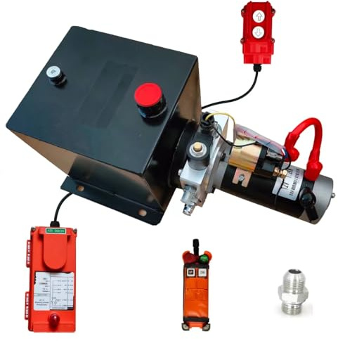 Wryxia Hydraulic Power Unit for Dump Trailer Car Lifting Platforms, 2200PSI 12V DC Hydraulic Station Pump, Single Acting,1.2 kW, 8 Quart+Remote