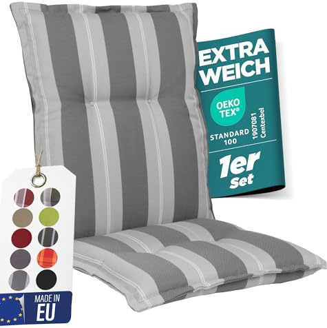 gardisun Gartenstuhlauflagen Niedriglehner, 1er Set Anthrazit Streifen Breit