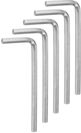 QUARKZMAN 5 Piezas de Llave Hexagonal de 4 mm, Llave Hexagonal en Forma de L de Acero Cromado Vanadio Métrica para Reparaciones en el Hogar, Tono Plateado