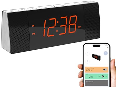 iTOMA Alarm Clocks Radio with App Control, Bluetooth, FM Radio, Dual Alarm with Snooze, USB Charging, Auto and Manual Dimmer CKS503
