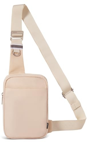 OSOCE Small Sling Bag for Men and Women with RFID Pocket, Anti Theft Crossbody Chest Bag Casual Travel Bag for Hiking,Beige,Small