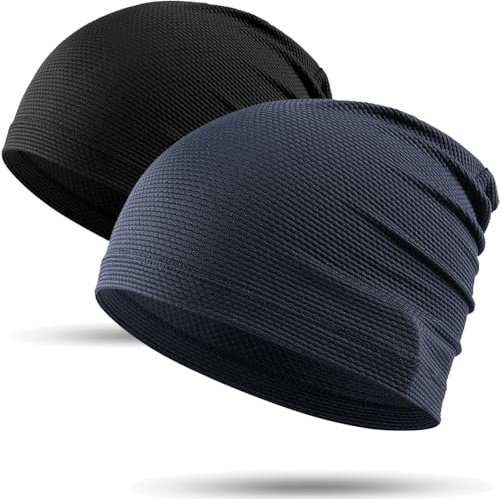WTACTFUL 2pcs Cooling Skull Cap for Men Women Lightweight Breathable 3D Mesh Beanie Hat, Thin Quick Dry Running Cap for Cycling Motorcycle Helmet Hard Hat Liner Summer