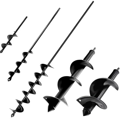 JKKLCC 5PCS Erdbohrer für Bohrmaschine,4x22+4x42+10x30+9x40+5x80cm Pflanzbohrer für Akkuschrauber,Gartenbohrer,Grabungswerkzeug zum Pflanzen,Schwerlast Blume Pflanzgefäße Schnecke zum Löcher Graben