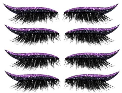 Patch di ciglia con ombretto pigro, 4 coppie glitter ciglia false, adesivi per il trucco per gli occhi, adesivi per ombretti riutilizzabili con ciglia false, adesivi per il trucco da usura di lunga