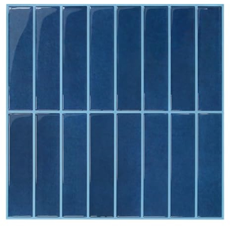 Commomy Vinilo Azulejos Adhesivos Cocina Baño, Azul Oscuro, 3D Baldosas Adhesivas Decorativas Pared Azulejo Metro Adhesivo(10-Piezas, 30.5 x 30.5 cm)