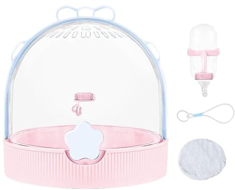 Small Animal Transport Box, Chinchilla Transport Box, Small Animal Carrier, Clear Pet Accessories with Water Bottle for Hedgehog, Ferrets, Mice, Chinchilla, Camping, Holiday, Travel, for Outdoor and