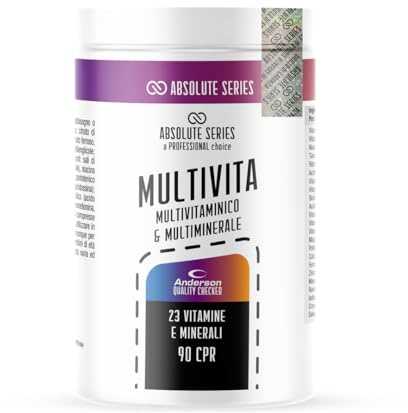 anderson MULTIVITA 90 cpr- 23 Vitamine e Minerali essenziali, Multivitaminico Completo, supporto per atleti, ottimizza metabolismo • absolute series • made in italy