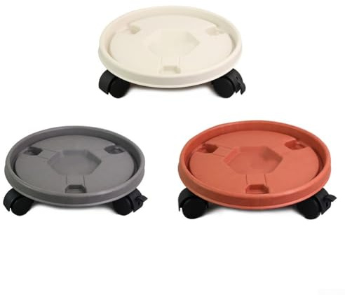 Bulevisiter Plant Support Roller Base 260mm - Sturdy Resin Movable Tray with Three Wheels for Flower Pots, Trees and Vases, Drainage Design Protects Floors, Multifunctional Garden Utility(White)