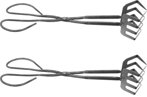 Yardenfun Pinzas Metálicas Multifuncionales para Barbacoa y Chimenea Juego de 2 Unidades Diseño Ergonómico Mango Resistente Ideales para Cocinar al Aire Libre y Manejo de Carbón