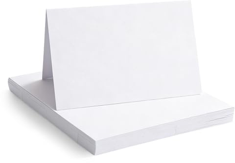 XRVRILE 50 biglietti pieghevoli vuoti per creare, scrivere o stampare, segnaposto per matrimonio, segnaposto vuoto, per compleanni, feste, battesimi, colore bianco