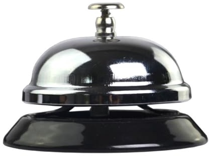 PACKOVE Metal Press Service Bell for Game Quiz and Restaurant Use, Classic Reception Call Bell Silver Finish, Desk Counter Call Button for Customer Service and Table Game Alerts