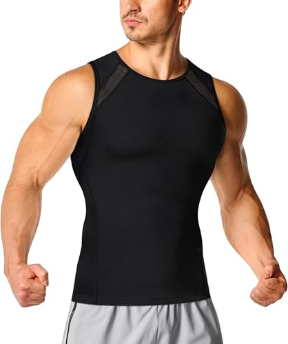 Nebility Compression Débardeur Gainant Homme Maillot de Corps Gaine Ventre Plat T Shirt Invisible Gilet sans Manches Minceur Top Body Shaper