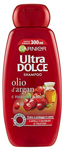 Garnier Shampoo Ultra Dolce Olio di Argan e Mirtillo Rosso, Shampoo per Capelli Colorati, 300 ml