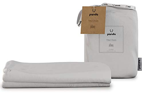 Panda Kids 100% Bamboo Fitted Sheets (White, Cot Bed: 140 x 70 x 15cm)
