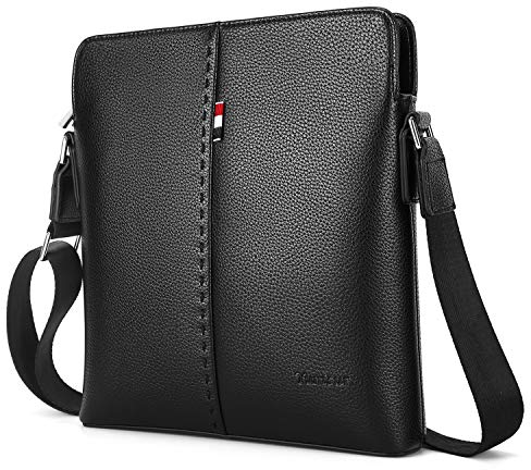 YumSur Umhängetasche Klein Herren Schwarz Schultertasche Urlaub Schultasche Reise Herrentaschen Messenger Bag