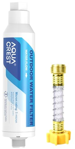 AQUA CREST Inline Water Filter, Dedicated for Car Washing, Yard Cleaning, Reduce Hard Water Spots, Soften Water, Upgraded Formula with 1 Flexible Hose Protector
