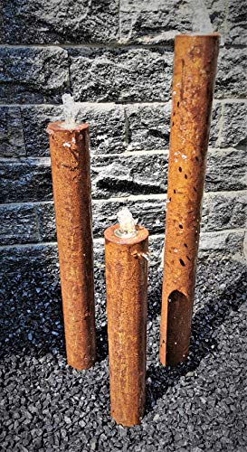 Jürgen Bocker Gartenambiente Säulenbrunnen Wasserspiel rund 3er-Set Cortenstahl Roststahl 100/80/60 x 10 cm ohne Becken