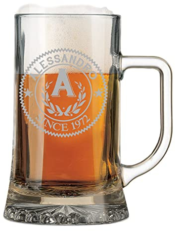 fashwork Boccale da Birra PERSONALIZZATO 50 cl inciso con Nome Frasi Anno Anni Compleanno Idea Regalo PERSONALIZZABILE Papà Nonno Zio Padrino Natale SanValentino