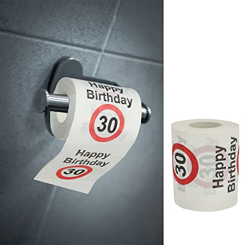 Toilettenpapier Happy Birthday │30.Geburtstag 24 Meter 2-lagig 180gr/qm │ Klopapier Motivpapier WC-Papier (1 x Toilettenpapier 30)