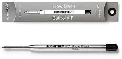 LEUCHTTURM1917 - Kugelschreiberminen im Parker-Stil für Drehgriffel Nr. 1 – dokumentenecht ISO 15727-2 (2 Stück, feine Spitze, schwarz)