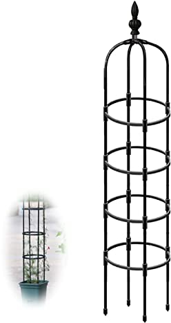 Rankhilfe Obelisk Pflanzenstütze 90cm 120cm 150cm 180cm 210cm hoch, Ranksäule für Pflanzen Kletterpflanzen, Reben,Blume, Rosen,rostfrei, kunststoffbeschichtetes Metall, Schwarz ( Size : 12.6/32cm Dia