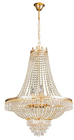 Lampadario di cristallo Lampadario di cristallo impero francese Lampada da soffitto a incasso for foyer Ingresso soggiorno Sala da pranzo Camera da letto Corridoio L 24'' x H 30'' ( Color : Gold )