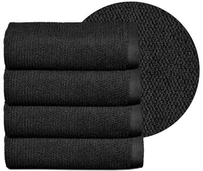 BEAUTEX Handtuch-Set Premium Frottier Sets Made in Europe, 100% Baumwolle 550g/m², Oeko-TEX Zertifiziert (Set: 4 Gästetücher - 30x50 cm in Schwarz)