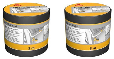 SIKA - Bande d'étanchéité autocollante pour la réparation de toiture/gouttière Multiseal Gris - Multisupports - Résistant aux UV/Déchirure - Pose facile - Peut-être peint - 100mm x 3m - Lot de 2