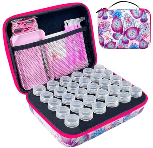 LIRUNQIU Diamond Painting Storage Containers, 30 Slots Diamond Art Accessories and Tools Kits Storage Box for Jewelry Beads
