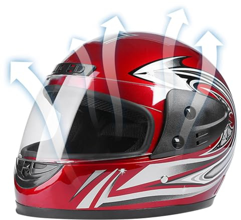 Full Face Helmets - Lightweight Motorcycle Helmets, Motorcycle Full Face Helmets | Motorcycle Off Road Helmets, Lightweight Street Bike Helmets with Aerodynamic Design for Adults