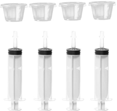 Jeringas para chupitos de gelatina,Jeringas para chupitos de alcohol,Jeringas de gelatina reutilizables de 60 ml con tapa con punta | Favor de fiesta de Halloween multifuncional con 4 tazas, jeringa d