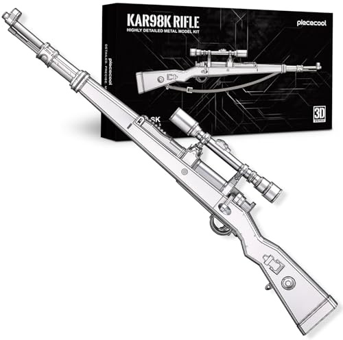 Piececool Puzzle 3D in metallo modello fucile da cecchino 98K, Puzzle 3D in metallo modello d'arma in acciaio inossidabile 340, grandi dimensioni, regalo di compleanno, kit di modellismo per adulti