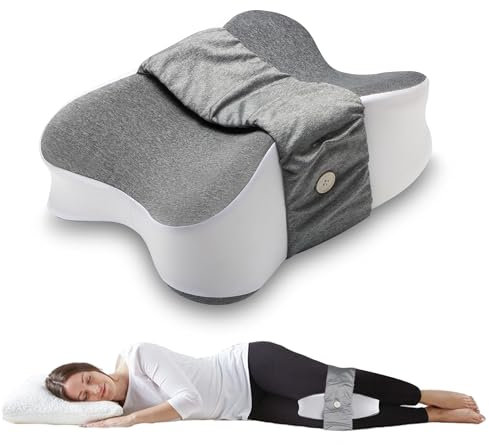 REAQER Kniekissen für Seitenschläfer Unterstützung Oberschenkel und Knie Beinkissen für Seitenschlaf mit verstellbaren Riemen Lindert Ischias, Hüfte, Knie, Rücken, Gelenkschmerzen OrthopädischesPillow