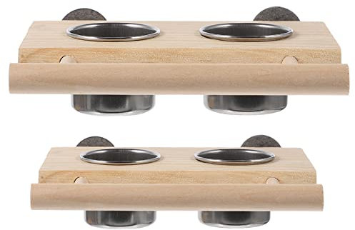 FONDOTIN 2pièces Bol De Nourriture pour Oiseaux Acier Inoxydable avec Support Accessoires De Cage pour Perroquets Et Petits Oiseaux