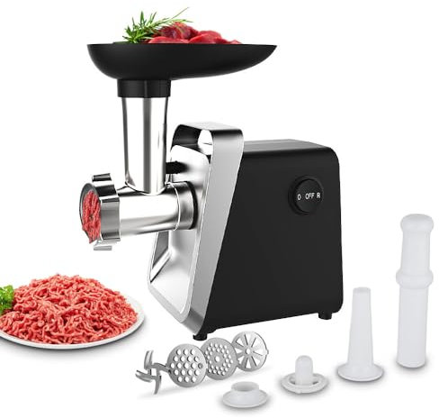 Picadora eléctrica de carne de 750 W Picadora eléctrica, 3 en 1 Picadora de carne de acero inoxidable y Kubbe y tubos de llenado de salchichas, Picadora eléctrica de carne para verduras Sauciss (D)
