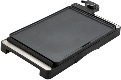 JATA JEGR1246 - Plancha de Cocina 2000 W. Superficie: 35,6 x 25,4 cm. Antiadherente. Libre de PFOA. Muy resistente al rayado. Fácil Limpieza. Bandeja recogegrasas.
