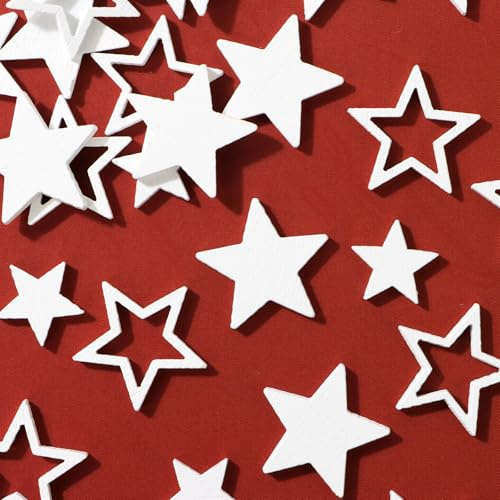 100 Stück Holzsterne Streudeko Sterne aus Holz Basteln Konfetti Dekoration Tisch Deko Ideal als Weihnachtsdeko Tischdeko Weihnachten Dekorieren Jubiläum Hochzeit Geburtstag Party