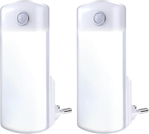 Enhon 2er Pack LED Notfallleuchten, 4-in-1 wiederaufladbare Steckdosen-Taschenlampen mit Bewegungsmelder, LED Notbeleuchtung für Stromausfall, Blackouts und Hurrikan-Vorsorge