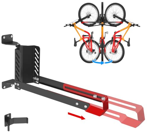 IMAYCC 160° svängbar cykel väggmonterad cykelhängare ställning rymmer upp till 50 kg/150 lbs, justerbar vikbar design för platsbesparande, ingen tung lyftning inomhusförvaring för hjul storlekar ''50