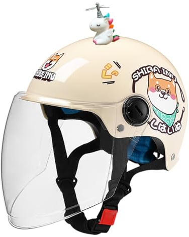 Casque De Moto pour Enfants Mignon, Homologué ECE 22.06, Demi-Casque avec Visière Solaire, pour Garçons Et Filles De 3 À 12 Ans A,48-56cm