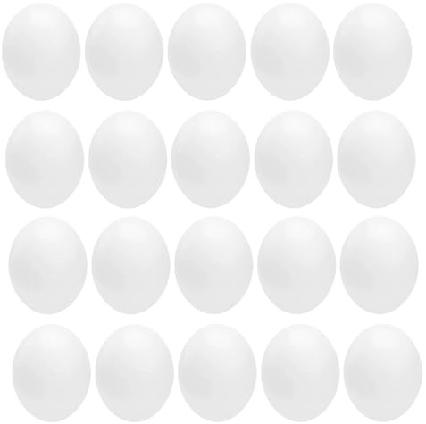 Mikikit Œufs Factices en Plastique Réalistes Taille N°3, Lot de 24 pour Perroquets et Calopsittes, Accessoires pour Cages et Nichoirs, Décoration et Arrêt de Ponte en Élevage D’Oiseaux