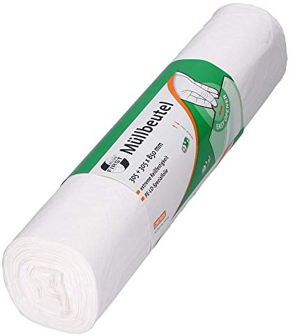 DEISS FIRST PLUS aus LDPE, 1A-Material, 80 l, passend für Drahtgitterkörbe, weiß, 50 Stück/Rolle