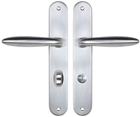 Bricard 984056 Ensemble poignées zamak sur Plaque Esquisse pour Porte de Salle de Bains, Toilettes (à condamnation), Argent