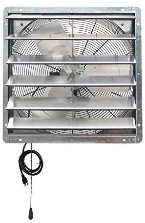 iLIVING ILG8SF24V-T 24 inch Shutter Exhaust Attic Garage Grow, Ventilation Fan with 2 Speed Thermostat 6 Foot Long 3 Plugs Cord, 24 - Variable, Silver