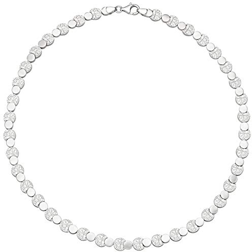Jobo Damen Collier Halskette 925 Sterling Silber gehämmert 45 cm Kette Silberkette